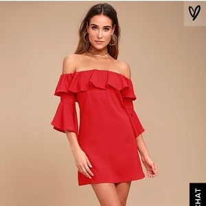 Lulus red off the shoulder dress
